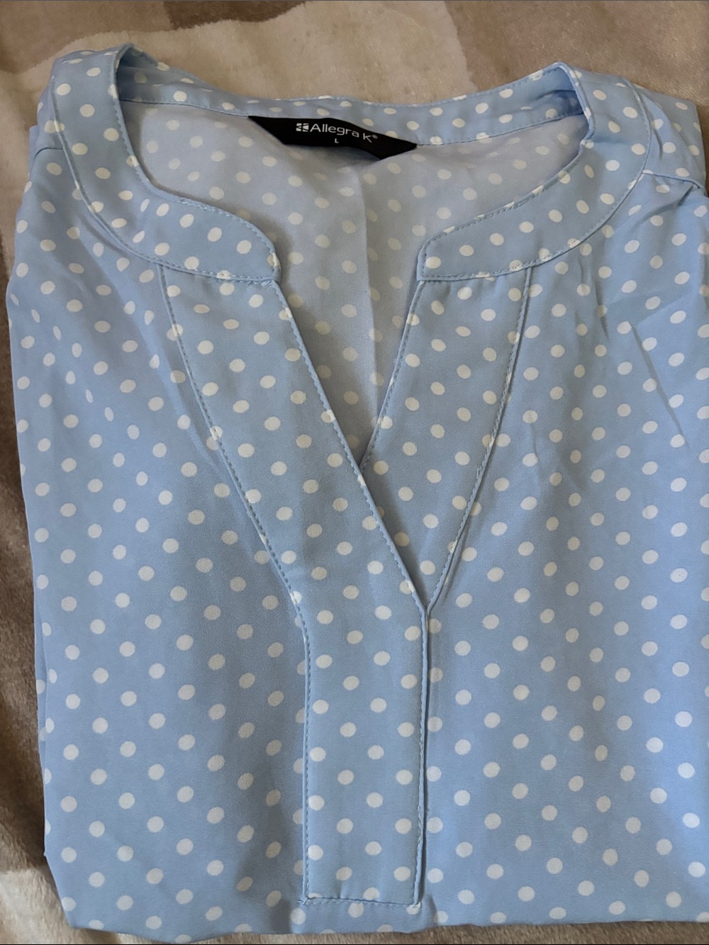 Blue Polka Dot Blouse and Light Denim Joggers Set - Picture 6 of 10